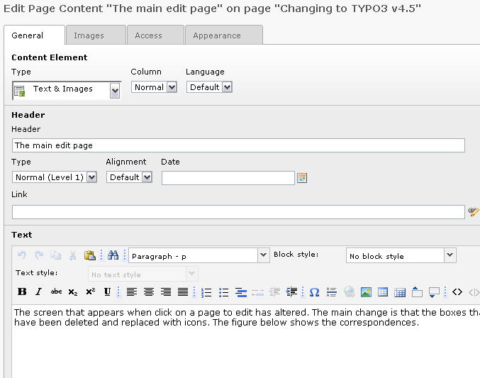 Scree-shot of content editing screen