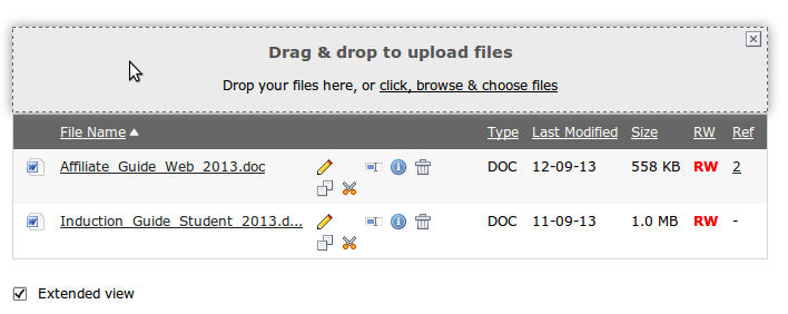 Screenshot of dragging and dropping files