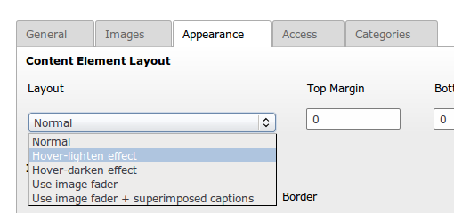 Screenshot of setting an image effect