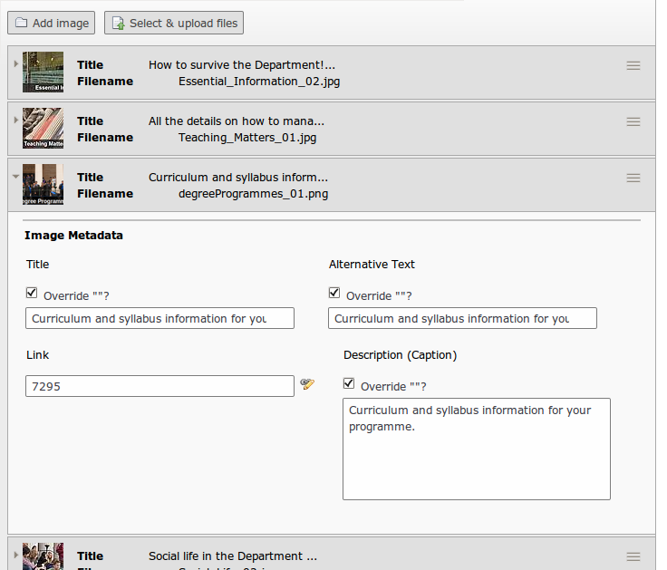 Screenshot of image meta information