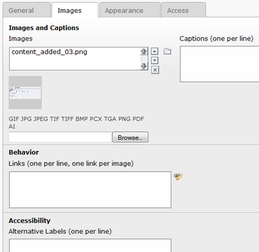 Screen-shot of image selection form